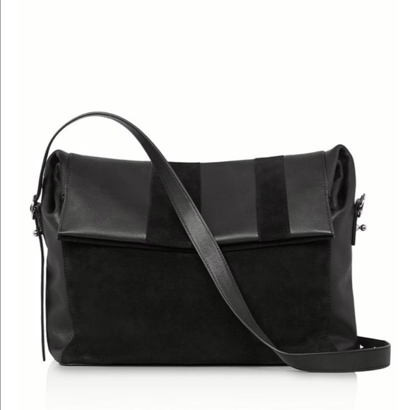 All Saints Handbags - AllSaints Casey & Black Calfskin Leather Suede Bag